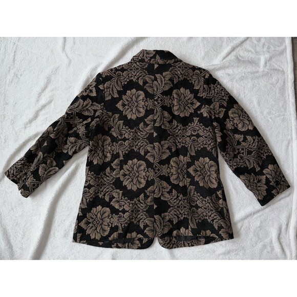 Vtg Denim & Co Tapestry Blazer Jacket Large Floral Damask Boho Dark Academia - Picture 15 of 16
